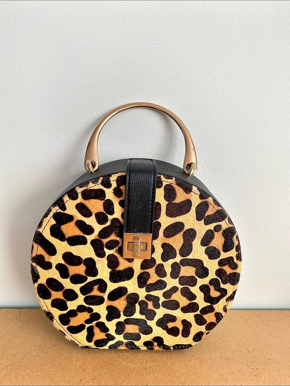 Dune London Round Calf Hair Leopard Print Crossbody Bag Shoulder Bag